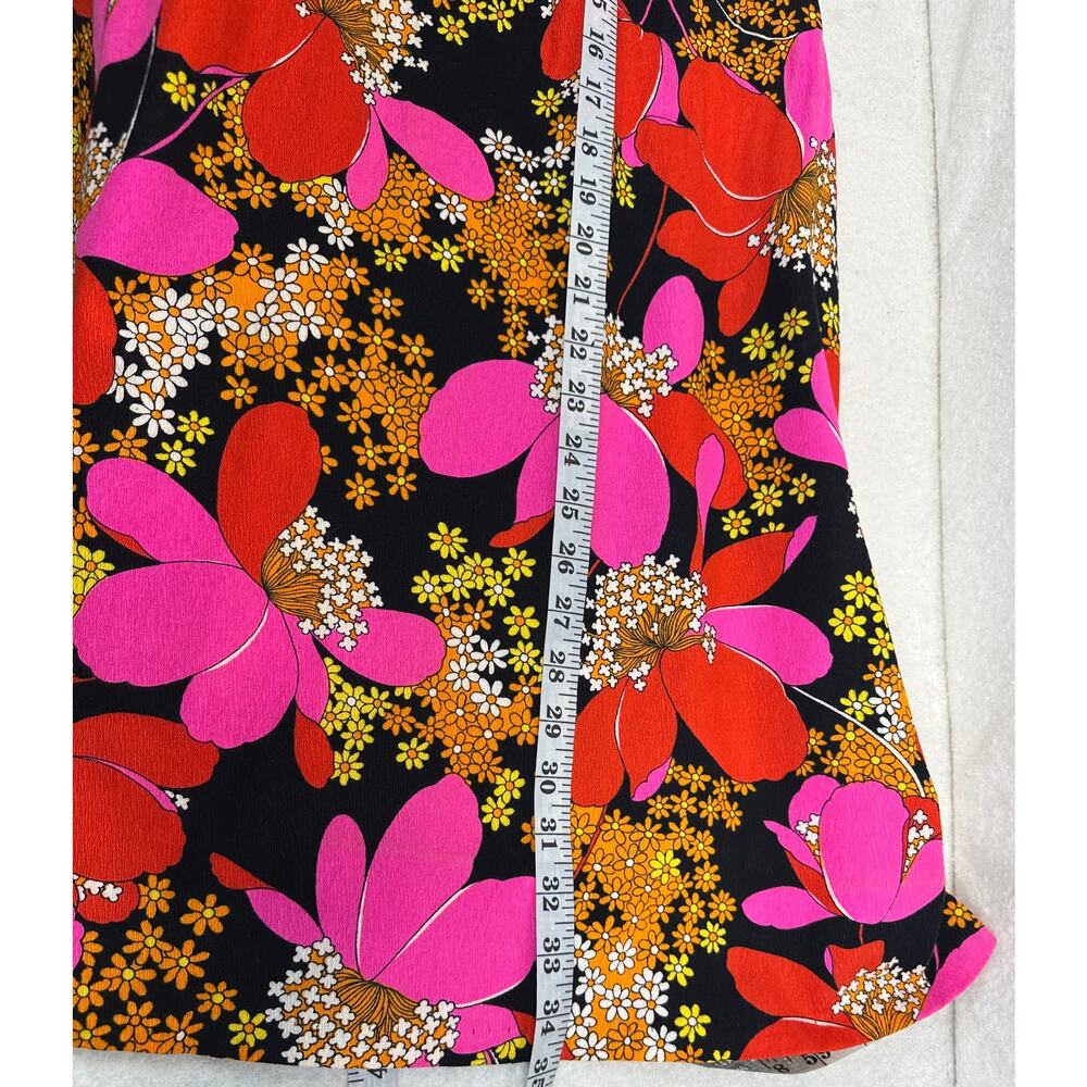 Vintage 60's 70's Mod Floral Shirt Dress Rock Bold Pointed Collar SZ L Retro - Picture 12 of 12